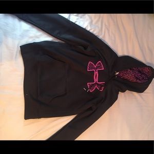 Black & pink custom under armour hoodie